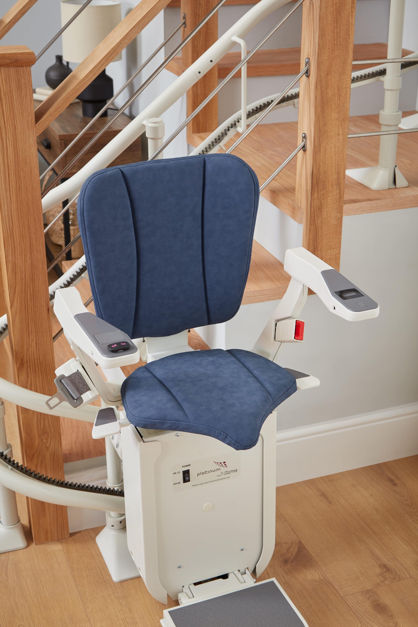 Platinum Ergo Curve curved stairlift Ergo seat pad ergonomic